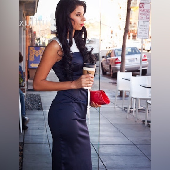 Tatyana Bettie Page Dress Pencil Wiggle Navy Blue White Lady Luck Retro Size XXL - Picture 3 of 9